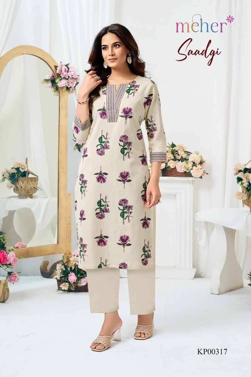 SAADGI By Meher 316 To 319 Series Designer Collection Cotton Co-ord Set At Wholesale Price